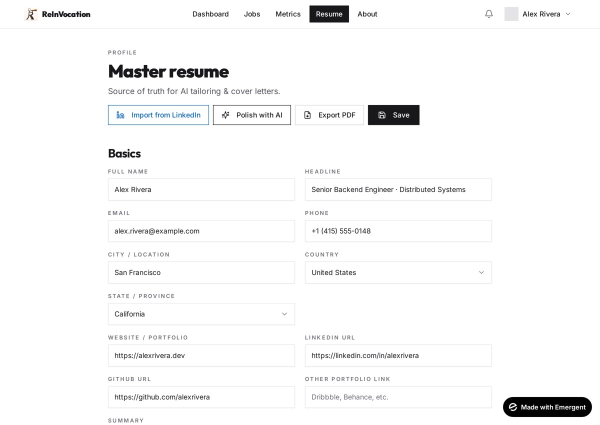 One master resume, always ready